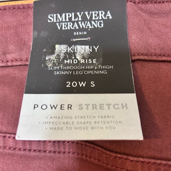 Simply Vera Vera Wang Flex Skinny Jeans Size 20W Short NWT - Picture 3 of 4